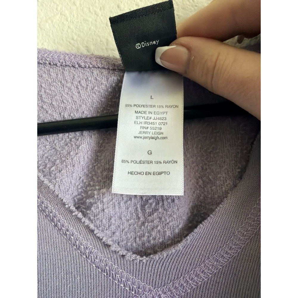 Disney Alice in Wonderland Purple Cropped Hoodie Sweatshirt Lavender Large - Picture 3 of 4
